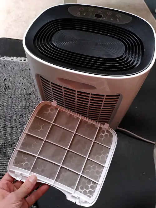 A clogged filter next to the dehumidifier